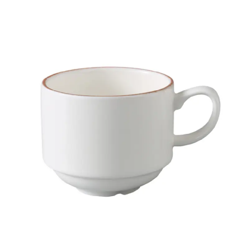 Yanco PR-001 8 Oz Porto Coffee Cup White and Brown China - 36 Packs