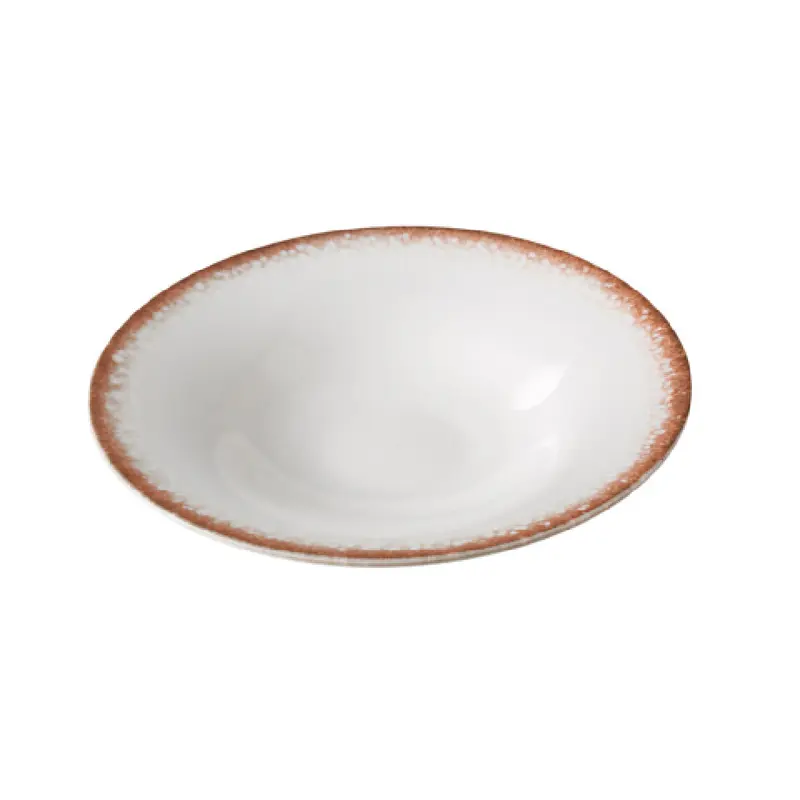 Yanco PR-412 30 Oz Porto Salad Plate 11 3/4 Inch Round China White and Brown Pack of 12
