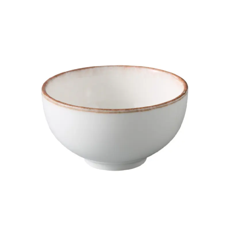 Yanco PR-504 10 Oz Rice Bowl 4 1/2 Inch Diameter White and Brown China Packs of 36