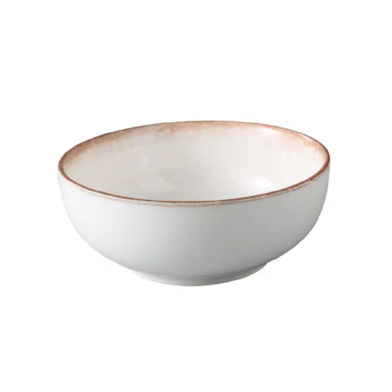 Yanco PR-506 22 oz Cereal Bowl Round China White and Brown 36 Packs