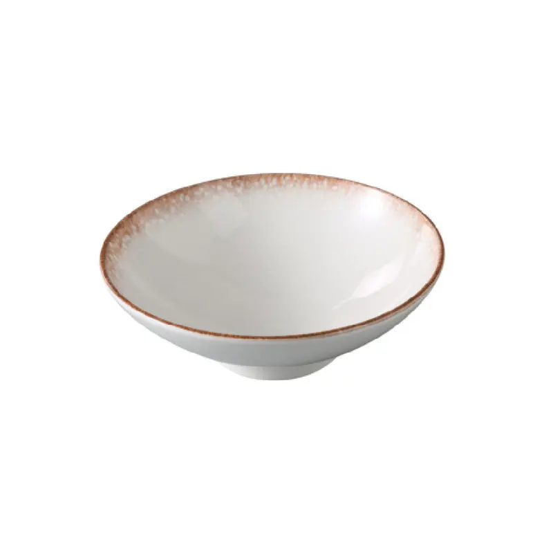 Yanco PR-508 38 Oz Bowl White and Brown China 8 3/4 Inch Diameter with Durable Design