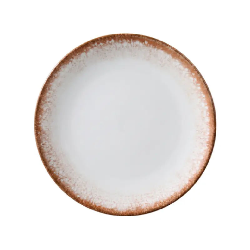 Yanco PR-707 7 1/4 Inch Round Plate White and Brown Chinaware Pack of 36