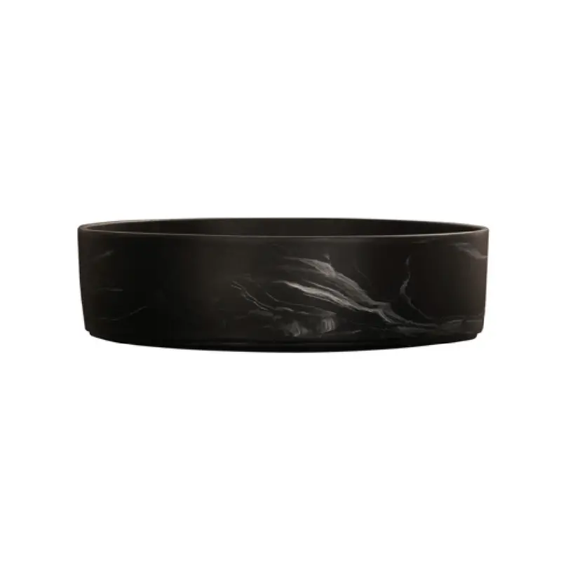 Cal-Mil 23738-12-124 12 Inch Diameter Round Bowl Black Marble Resin
