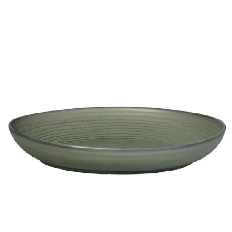 Vertex China E-B12-G 38 Oz Bowl Oval Deep with Polished Foot Misty Green