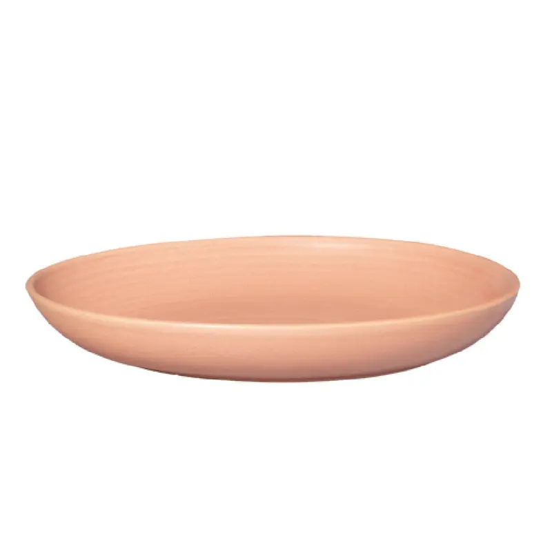 Vertex China E-B39-R 32 Oz Oval Bowl with Deep Polished Foot Desert Rose