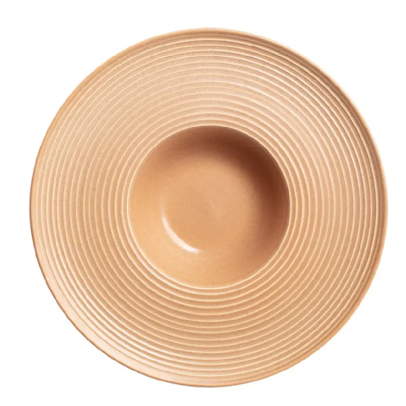 Vertex China E-G23-D 8 Oz Round Gourmet Bowl 11-7/8 Inch Embossed Gold Dust