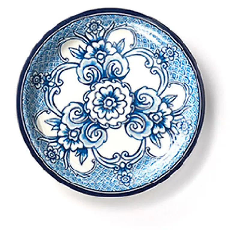 American Metalcraft BLUP6 6-1/2 Inch Round Bread and Butter Plate Melamine Blue and White
