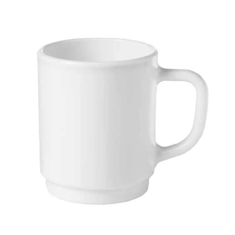 Steelite 49205Q966 8-3/4 Oz Mug Glass stackable with handle White - 2 Dozen Packs