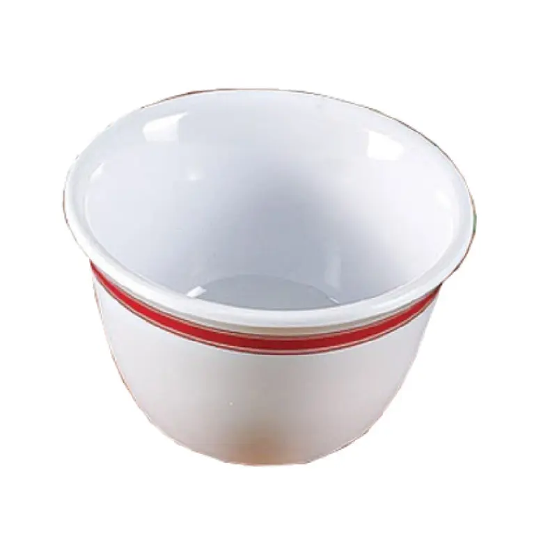 Yanco HS-303 7 Oz Bouillon Cup Round Dishwasher Safe Melamine White Red Band