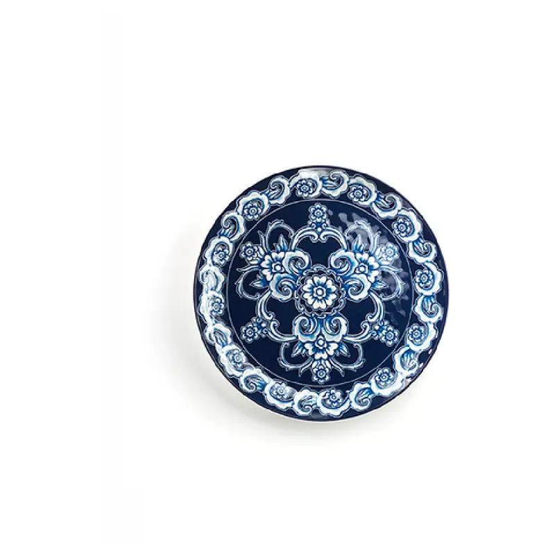 American Metalcraft BLUP11 11 Inch Diameter Round Plate BPA Free Melamine Blue and White Pattern