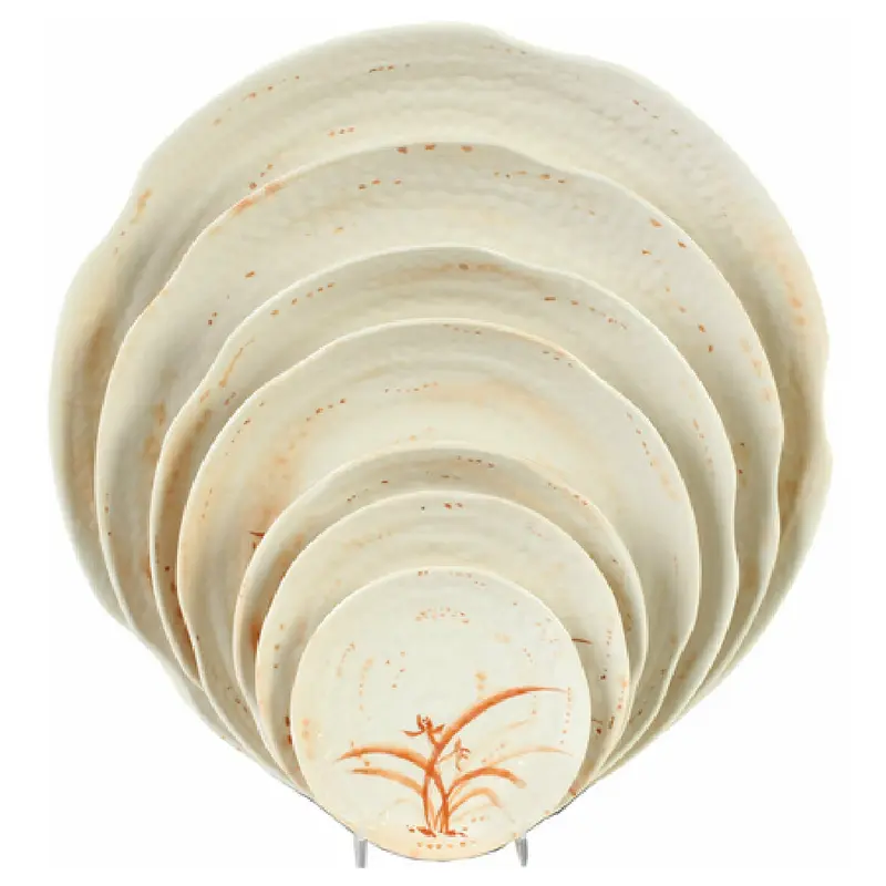 Thunder Group 1806 6 Inch Diameter Round Plate Break-Resistant Melamine Gold Orchid