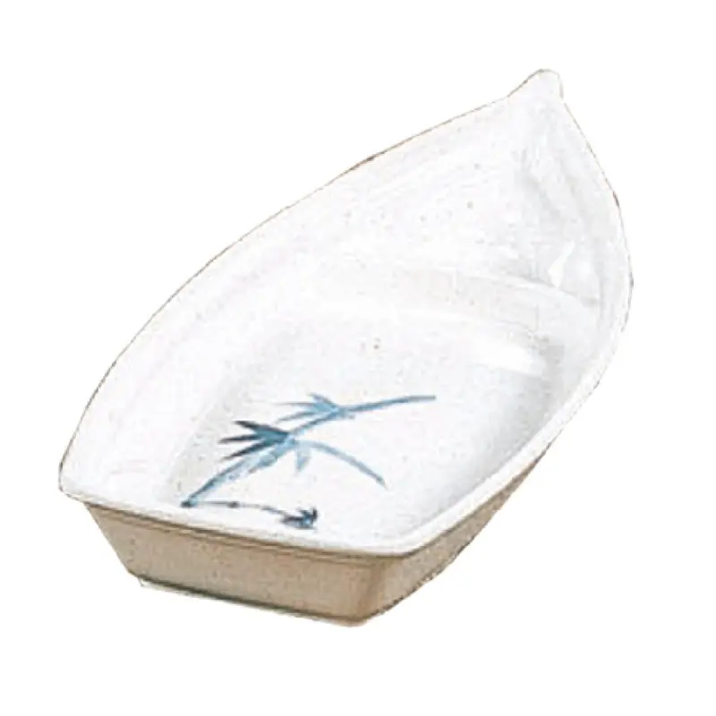 Thunder Group 8004BB 13 Oz Blue Bamboo Sushi Boat Dishwasher Safe Melamine