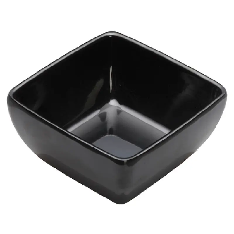 Winco WDM009-302 5 Oz Melted Mini Bowl Square Break-resistant Black Melamine