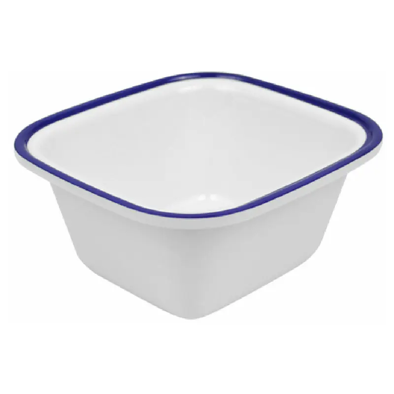 BauscherHepp TEW7616 27 Oz Enamelware Collection Dish Rectangular White with Blue Rim