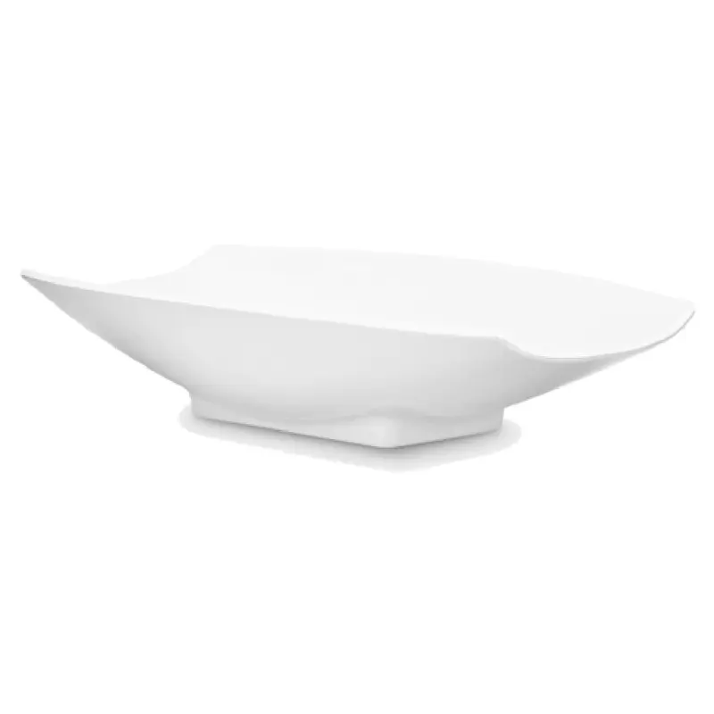 Bon Chef 53704WHITE 16 Inch 64 Oz Melamine Curved Rectangular Serving Bowl White