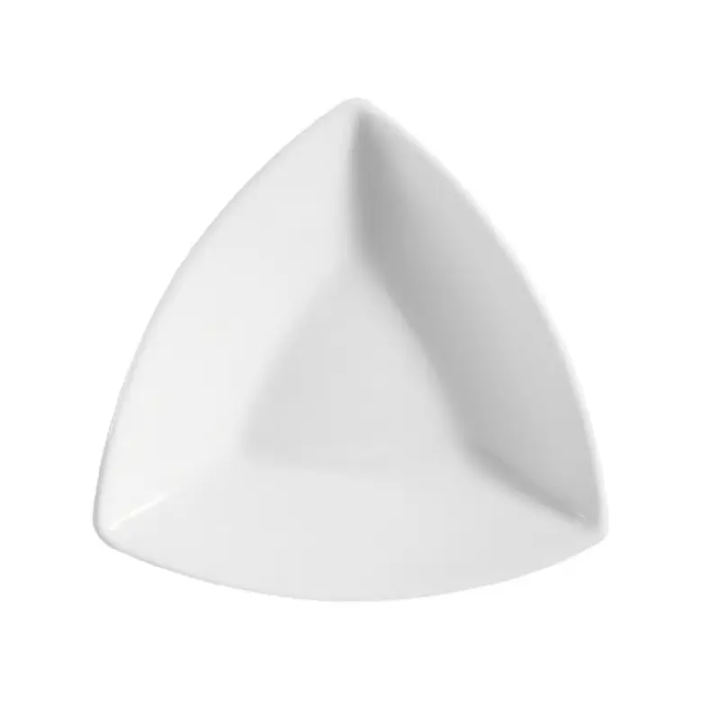 CAC China SHA-T4 2 Oz Triangular Bowl Super White Porcelain 4 Inch