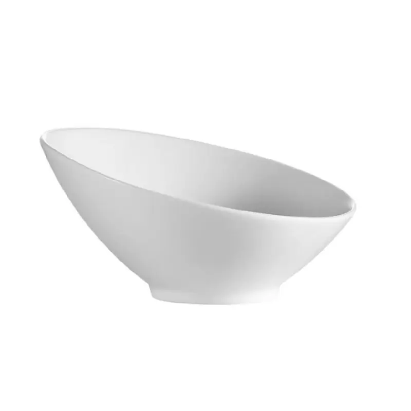 CAC China SHER-B10 36 Oz Sheer Salad Bowl Round Slanted Porcelain Bone White