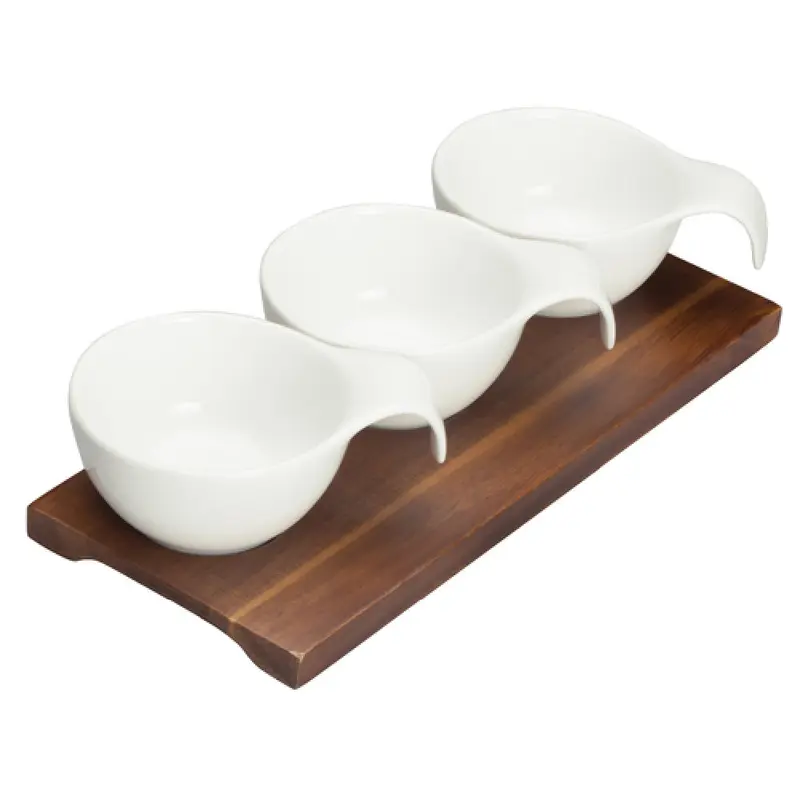 Winco WDP015-102 9-3/8 Inch Trio Bowl Set 3oz Porcelain with Handles